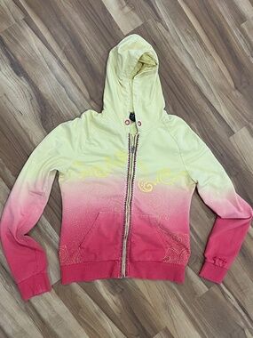 Oakley Vintage 2010 Ombre Dip Dye Swirl Full Zip Hoodie Sweatshirt Size XL